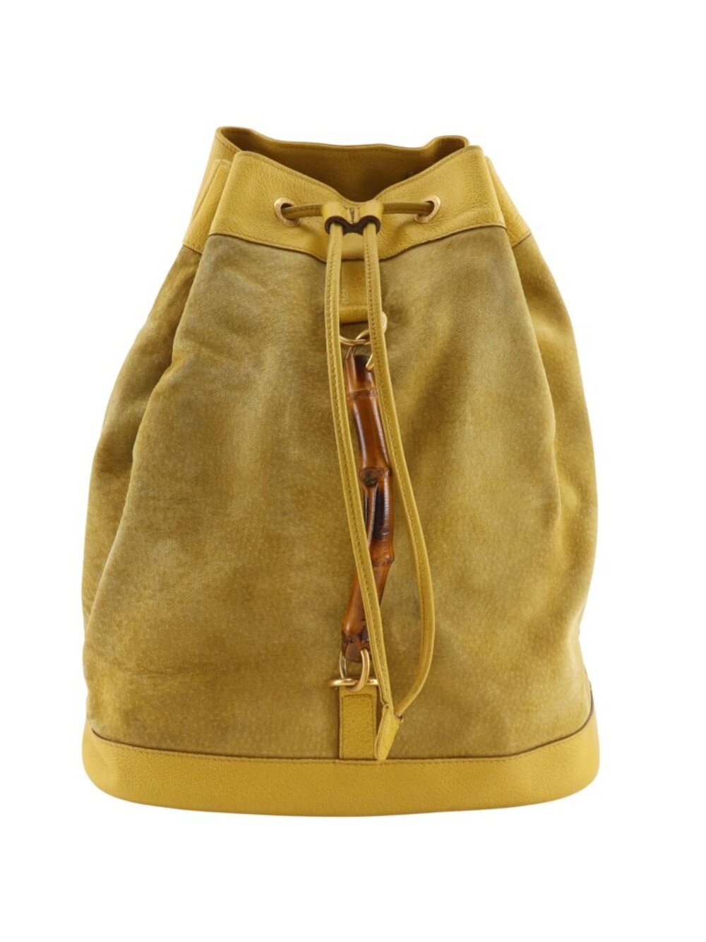 Gucci Bamboo Vintage 003 Suede Leather Yellow Backpack